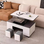 Load image into Gallery viewer, Sintered Stone Lift-Top Coffee Table with 2 Stools Modern 2-in-1 Dining and Work Table for Smart Living