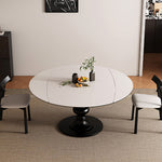Load image into Gallery viewer, Extendable Round Dining Table Solid Wood Base Sintered Stone Top Convertible Oval Table Space Saving Expandable Dining Table