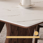 Load image into Gallery viewer, Creative S-shaped Walnut Base Round Dining Table with Marble Effect Surface
