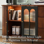 Load image into Gallery viewer, 62.9'' Sideboard Buffet Cabinet Retro Modern Design Textured Glass Doors Ample Storage Space