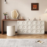 Load image into Gallery viewer, Modern 6-Drawer Dresser with Sculpted Front Panels & Walnut Vanity Top Minimalist Makeup Vanity Storage Cabinet