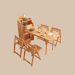 Load image into Gallery viewer, 69'' Rattan Dining Cabinet Table Set Foldable Storage Multi-Chair Design Solid Wood Finish