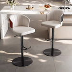 Load image into Gallery viewer, Modern Adjustable Swivel Bar Stool Cream Faux Leather Upholstered Counter Chair Stainless Steel Base 1 Piece