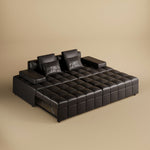 Load image into Gallery viewer, Modern Black Faux-Leather Sofa Bed Convertible Spacious and Stylish
