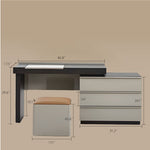Load image into Gallery viewer, Gray Makeup Vanity Table with Mirror and Stool Storage Drawers
