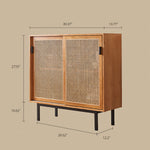 Load image into Gallery viewer, 39" Modern Rattan Sideboard 2-Door Natural Wood Buffet Cabinet with Metal Legs