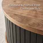 Load image into Gallery viewer, 46.8'' Coffee Table Oval Shape Modern Design Walnut Black Accent Storage Compartment