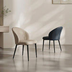 Load image into Gallery viewer, Contemporary Faux Leather Dining Chair with Curved Back Upholstered Seat Black Metal Legs 1 Piece