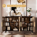 Load image into Gallery viewer, 62.4'' Modern Luxury Elegant Gray and Gold Sideboard with Shelves