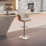 Load image into Gallery viewer, Modern Adjustable Swivel Bar Stool Burgundy Chenille Upholstered Seat Beige Accent Chrome Base Counter Height Bar Chair 1 Piece