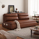 Load image into Gallery viewer, Contemporary Convertible Sofa Bed in Faux Leather Modern Sleeper Sofa for Living Room