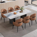 Load image into Gallery viewer, Set of 2 Modern Faux Leather Dining Chair with Curved Backrest Upholstered Seat Carbon Steel Legs Minimalist Dining Room Chair