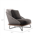 Load image into Gallery viewer, Modern Outdoor Lounge Chair with Handwoven Rope Backrest and Solid Wood Base