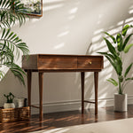 Load image into Gallery viewer, 39'' Walnut Dressing Table Folding Mirror Design Practical Storage Space