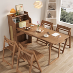 Load image into Gallery viewer, 69'' Rattan Dining Cabinet Table Set Foldable Storage Multi-Chair Design Solid Wood Finish
