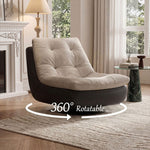 Load image into Gallery viewer, Modern Swivel Lounge Chair Upholstered Cushion Faux Leather Base Tufted Accent Chair Low Profile Design