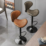 Load image into Gallery viewer, Modern Adjustable Swivel Bar Stool Brown Faux Leather Seat Black Metal Base Counter Height Bar Chair 1 Piece