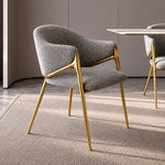 Load image into Gallery viewer, Modern Bouclé Dining Chair with Gold Metal Frame and Curved Backrest 1 Piece