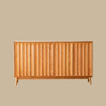 Load image into Gallery viewer, 62.9" Modern Solid Wood Shoe Cabinet with Fluted Front Panels Scandinavian Style Entryway Storage Sideboard