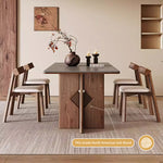 Load image into Gallery viewer, Dining Table Stone-Look Ceramic Top Solid Wood Base Modern Minimalist Design