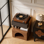 Load image into Gallery viewer, Modern Nightstand with Drawer and Open Shelf Wooden Bedside Table with Built-in Pet House Contemporary Storage Cabinet