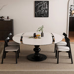 Load image into Gallery viewer, Extendable Round Dining Table Solid Wood Base Sintered Stone Top Convertible Oval Table Space Saving Expandable Dining Table