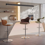 Load image into Gallery viewer, Modern Adjustable Swivel Bar Stool Burgundy Chenille Upholstered Seat Beige Accent Chrome Base Counter Height Bar Chair 1 Piece