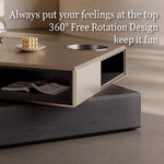 Load image into Gallery viewer, 31.2'' Modern Square Coffee Table Rotatable Double Layer Design with Storage Drawer and Display Space