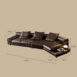 Load image into Gallery viewer, Modern Low-Profile Leather Sofa Deep Brown Upholstery with Wide Armrests & Metal Legs