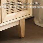 Load image into Gallery viewer, 59'' Modern Cane Sideboard Cabinet Wooden Buffet Storage Cabinet with Woven Doors