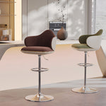 Load image into Gallery viewer, Modern Adjustable Swivel Bar Stool Burgundy Chenille Upholstered Seat Beige Accent Chrome Base Counter Height Bar Chair 1 Piece