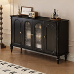 Load image into Gallery viewer, 59.1'' Modern Black Sideboard Cabinet Arched Glass Door Storage Buffet Cabinet for Dining Room