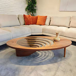 Load image into Gallery viewer, Modern Artistic Coffee Table with 3D Vortex Design and Tempered Glass Top