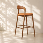 Load image into Gallery viewer, Modern Solid Wood Bar Stool with Curved Backrest Upholstered Counter Chair 1 Piece