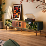 Load image into Gallery viewer, 82.6" Jungle Print Mid Century Wood TV Stand