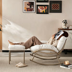 Load image into Gallery viewer, Modern Outdoor Rocking Lounge Chair with Cushioned Seat and Woven Base