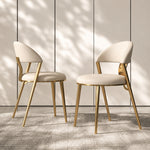 Load image into Gallery viewer, 2 PCS PU Upholstered Dining Chair with Polished Gold Metal Legs