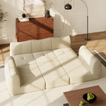 Load image into Gallery viewer, 101&#39;&#39; Convertible Sofa Bed Three Seater Olive Green Upholstered Tufted Cushion Modern Curved Arm Modular Design
