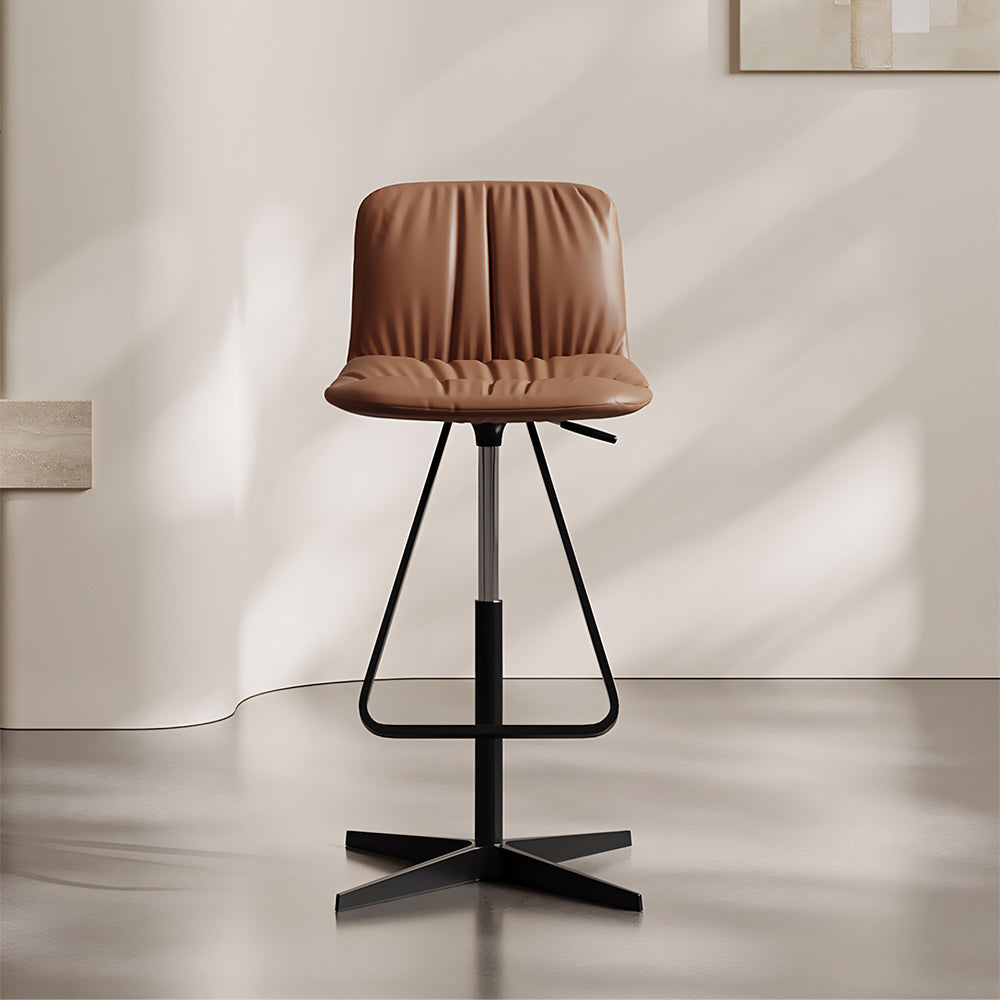 Modern Adjustable Swivel Bar Stool PU Leather Seat Height Adjustable Counter Stool with Metal Base 1 Piece