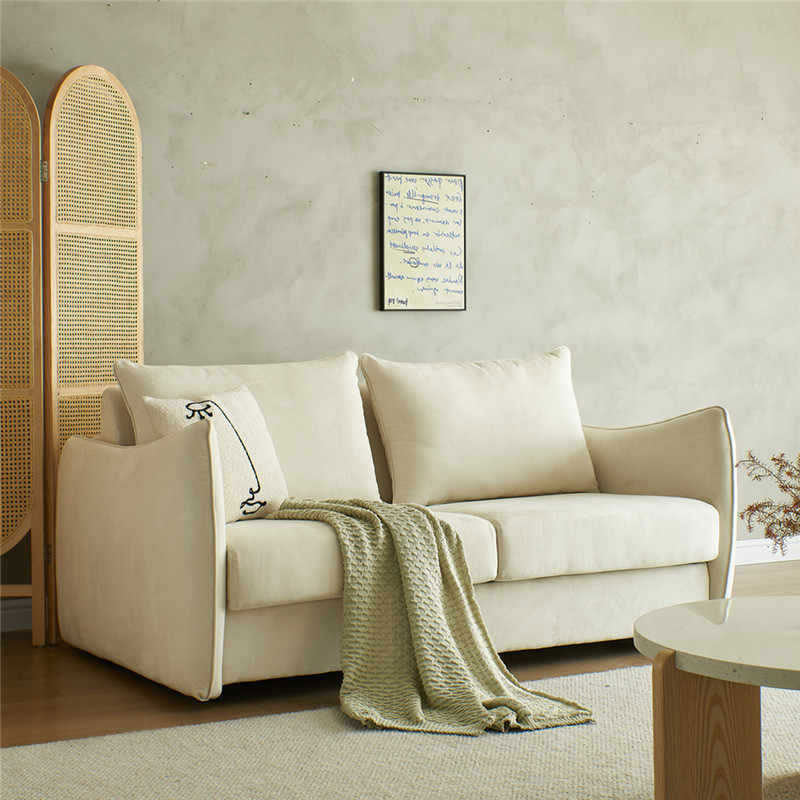 72.1" Convertible Sofa Bed with 3.9" Thick Independent Spring Mattress Beige Space-Saving Design