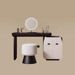 Load image into Gallery viewer, Modern Makeup Vanity Table with LED Round Mirror Storage Cabinet
