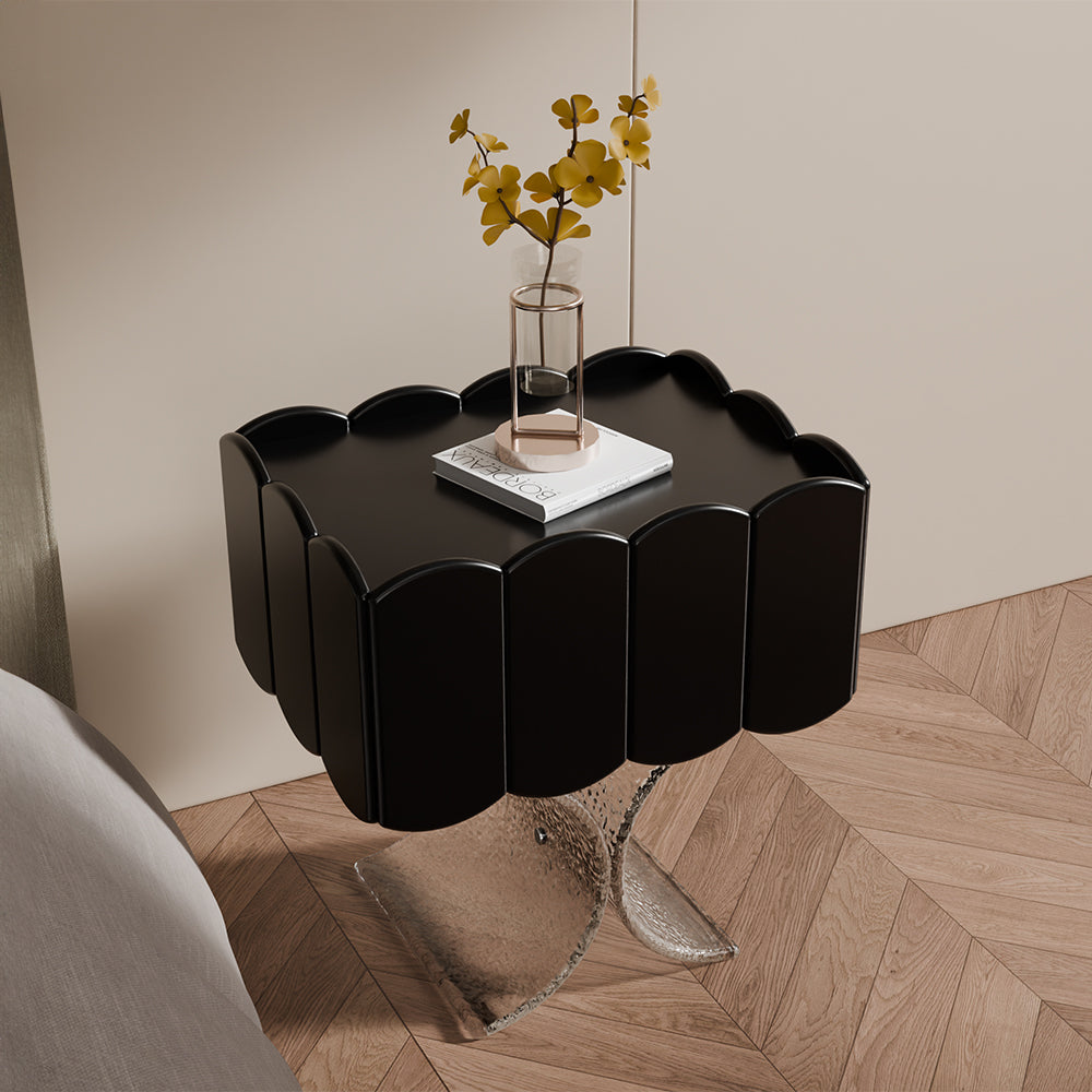 Art-Inspired Smart Nightstand with Curved Design and Motion Sensor LED Light