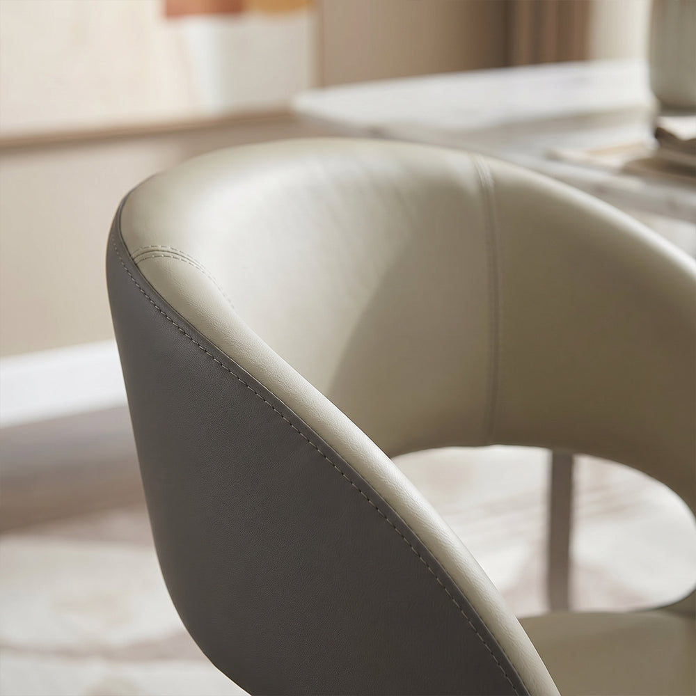 Matte Black Carbon Steel Leg Two Tone Faux Leather Dining Side Chair 1 Piece