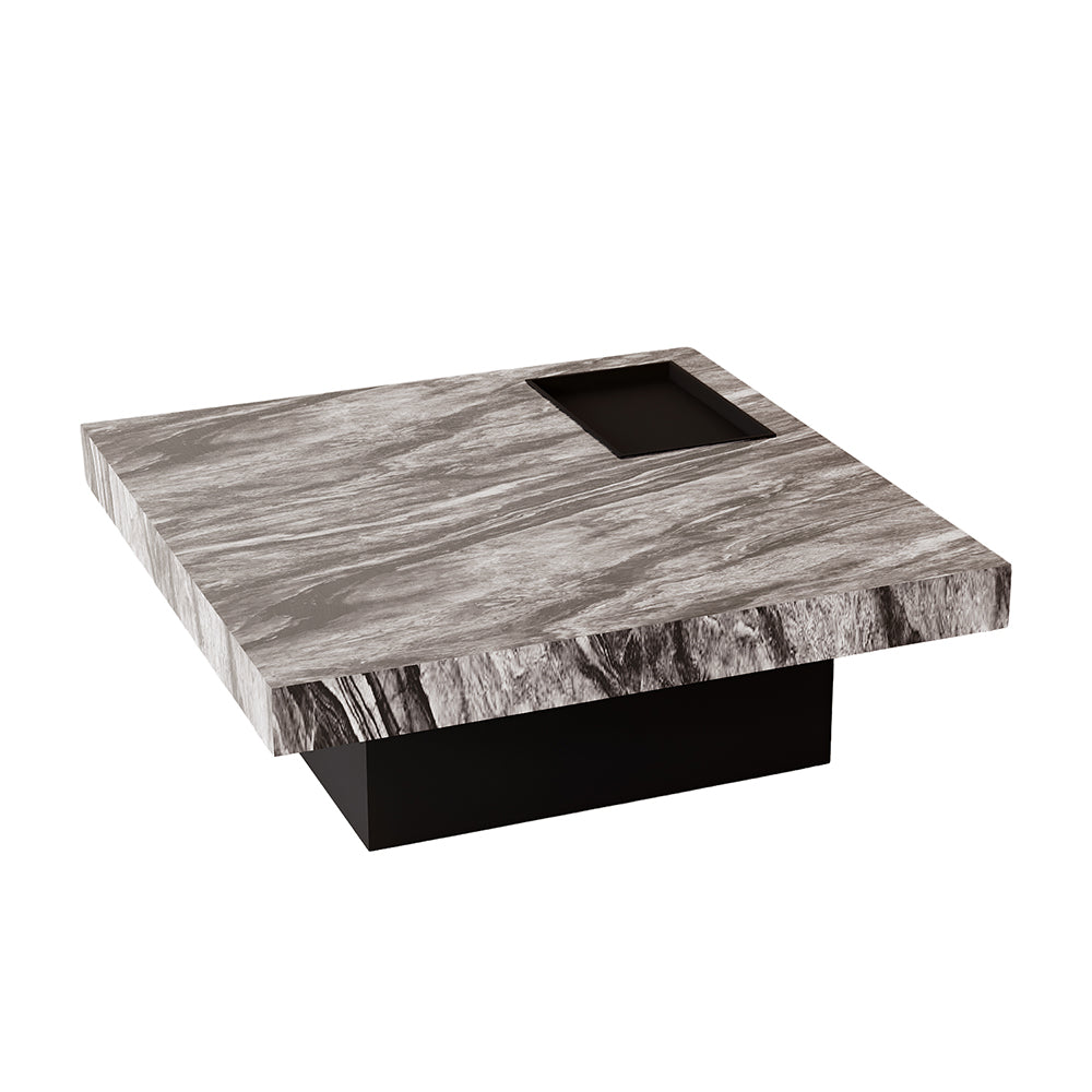 35.1″ Square Coffee Table with Built-in Tray Modern Luxury Design Durable and Easy to Clean for Living Room