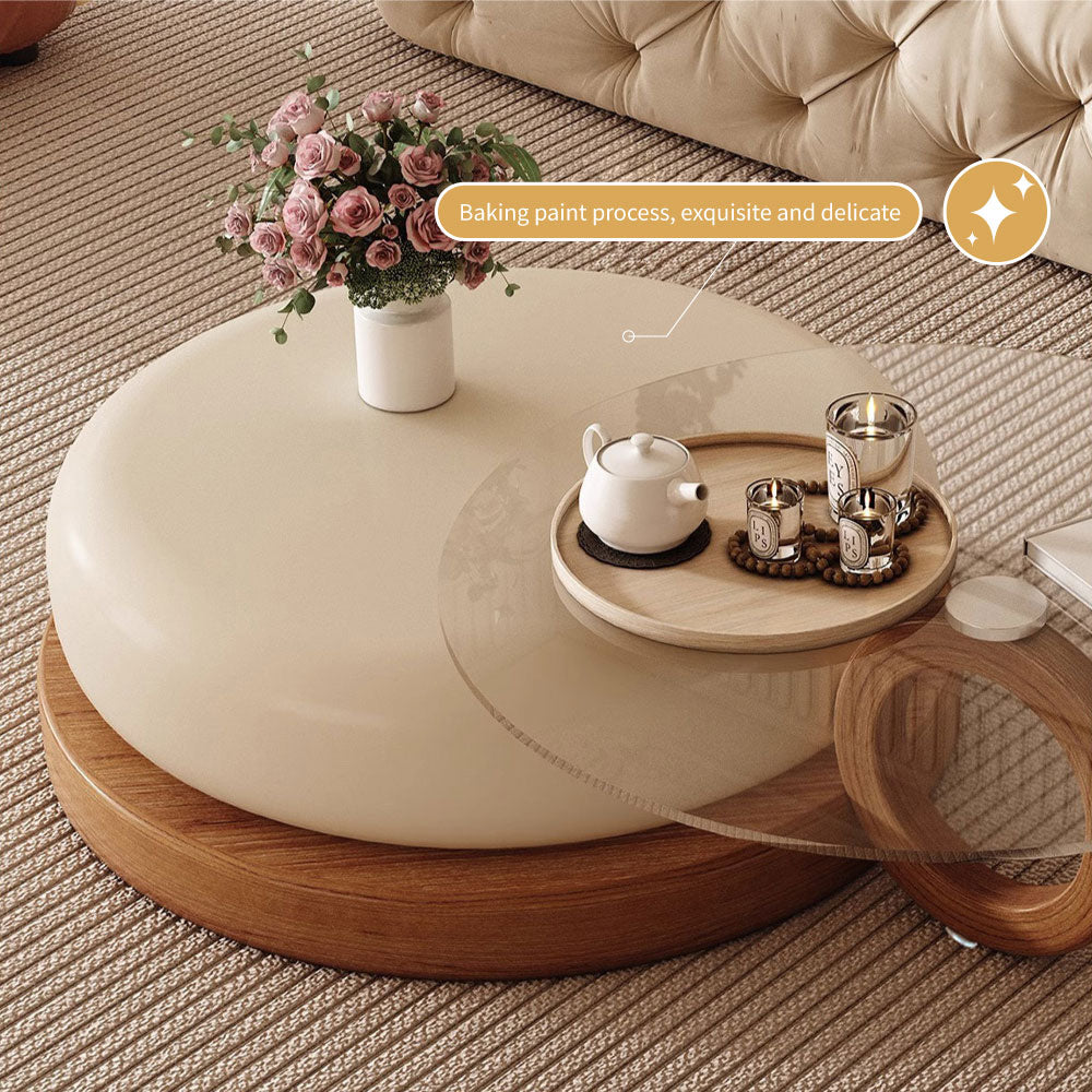 Round Artistic Coffee Table Sculptural Geometry Tiered Design Modern