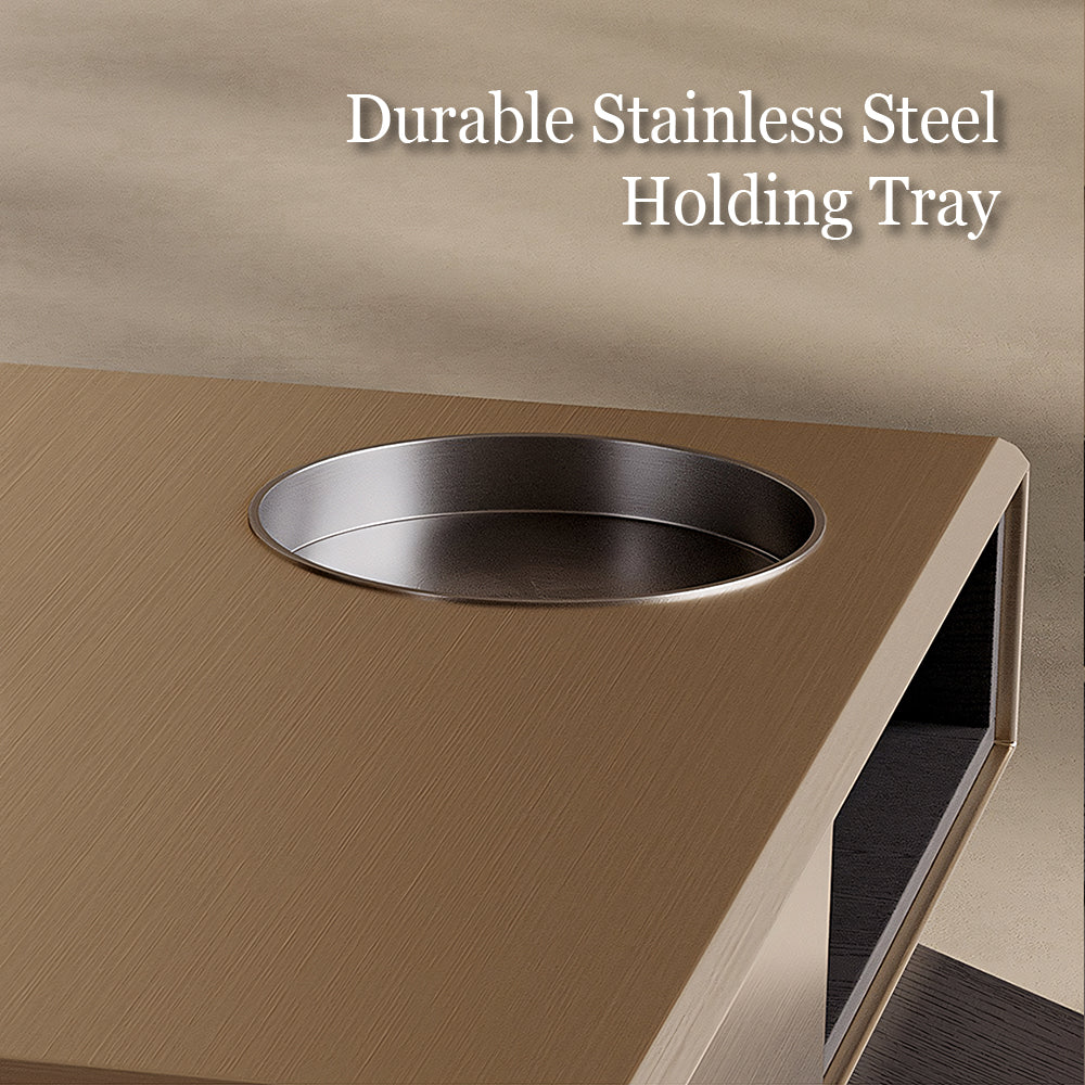 31.2'' Modern Square Coffee Table Rotatable Double Layer Design with Storage Drawer and Display Space