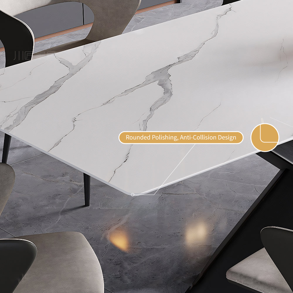 54.6"- 78" Elegant White Extendable Dining Table Versatile Foldable Design