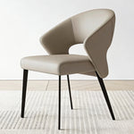 Load image into Gallery viewer, 2PCS Modern Curved Upholstered Dining Chair Leather Accent Armchair with Black Metal Legs
