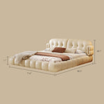 Load image into Gallery viewer, Modern Cream Upholstered Platform Bed Button Tufted Headboard Low Profile Soft Frame Bed with Solid Slat Support
