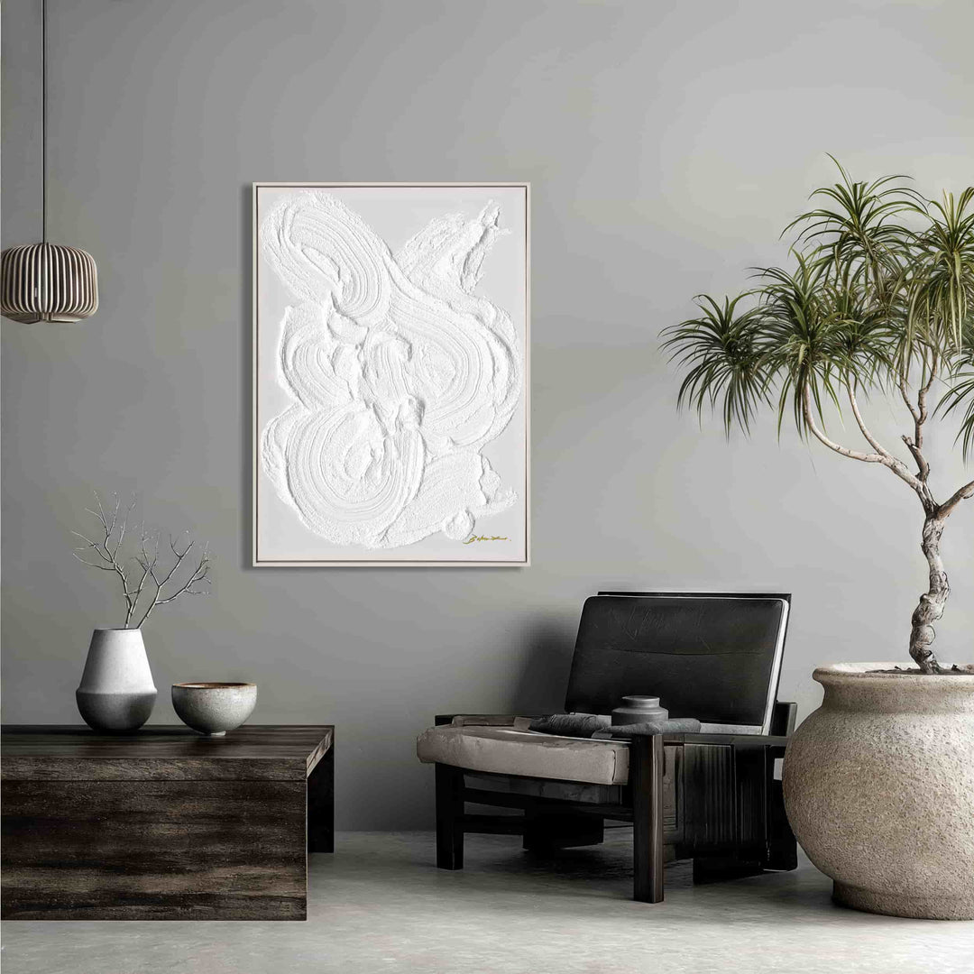 Original Handmade Abstract Wall Art – White Textured Minimalist Modern Painting